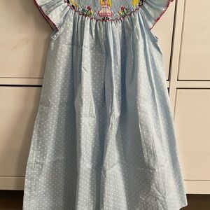 Velani Classics Princess Blue Polka Dot Kids Dress